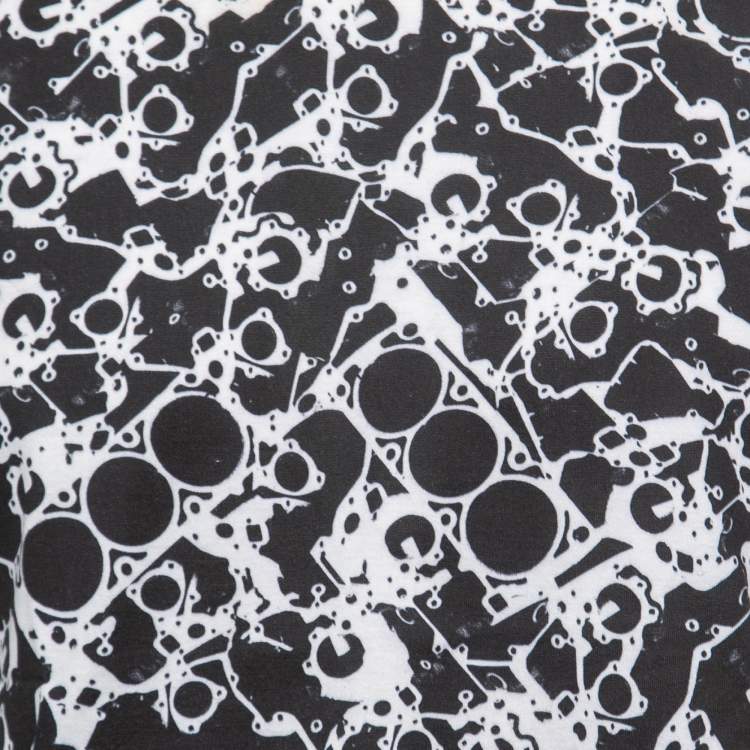 Pre Owned Balenciaga Monochrome Abstract Print Cotton Crewneck T-Shirt M