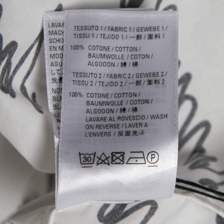 Pre Owned Balenciaga White New Scribble Cotton Button Down Shirt M