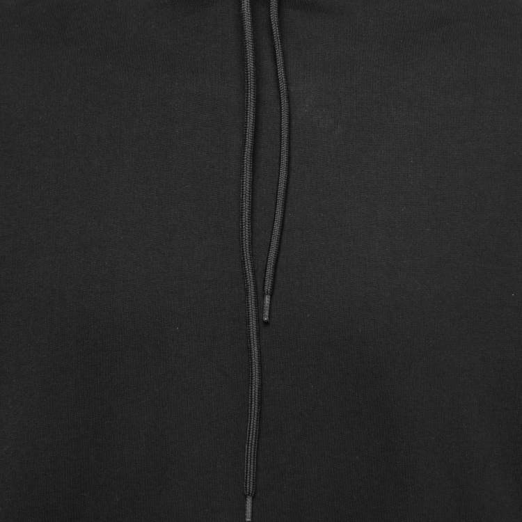 Pre Owned Balenciaga Black Logo Printed Cotton Knit Hoodie XS