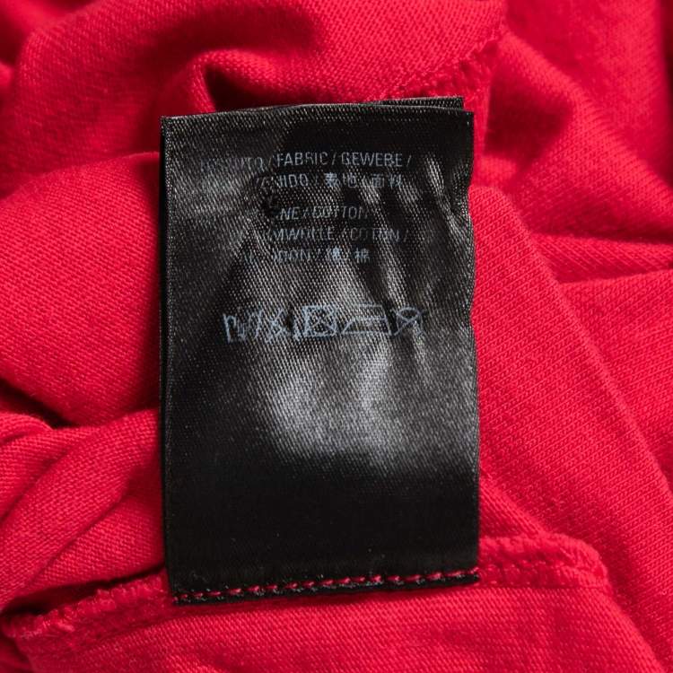 Pre Owned Balenciaga Red Logo Print Cotton T-Shirt S
