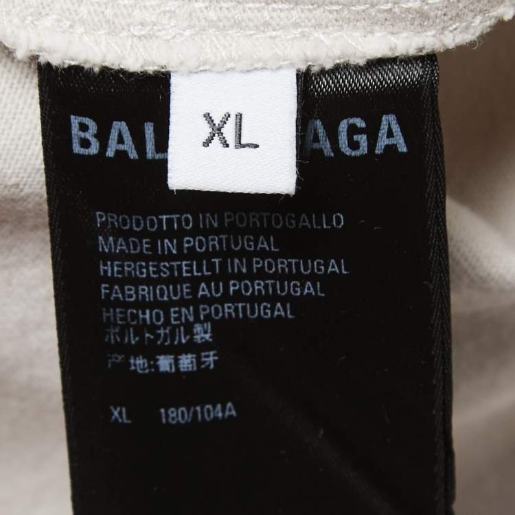 Pre Owned Balenciaga Beige Logo Print Cotton Crew Neck Half Sleeve T-Shirt XL
