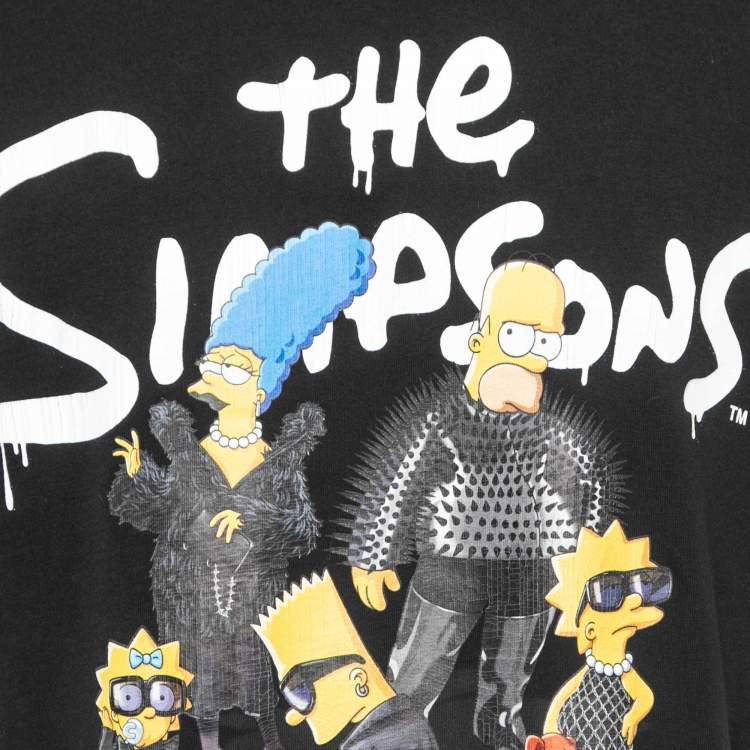 Pre Owned Balenciaga Black Cotton The Simpsons Printed T-Shirt One Size