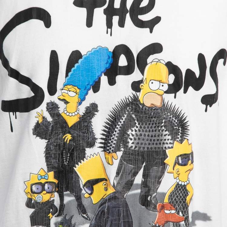 Pre Owned Balenciaga Unifit White The Simpsons Print Cotton Oversized T-Shirt S