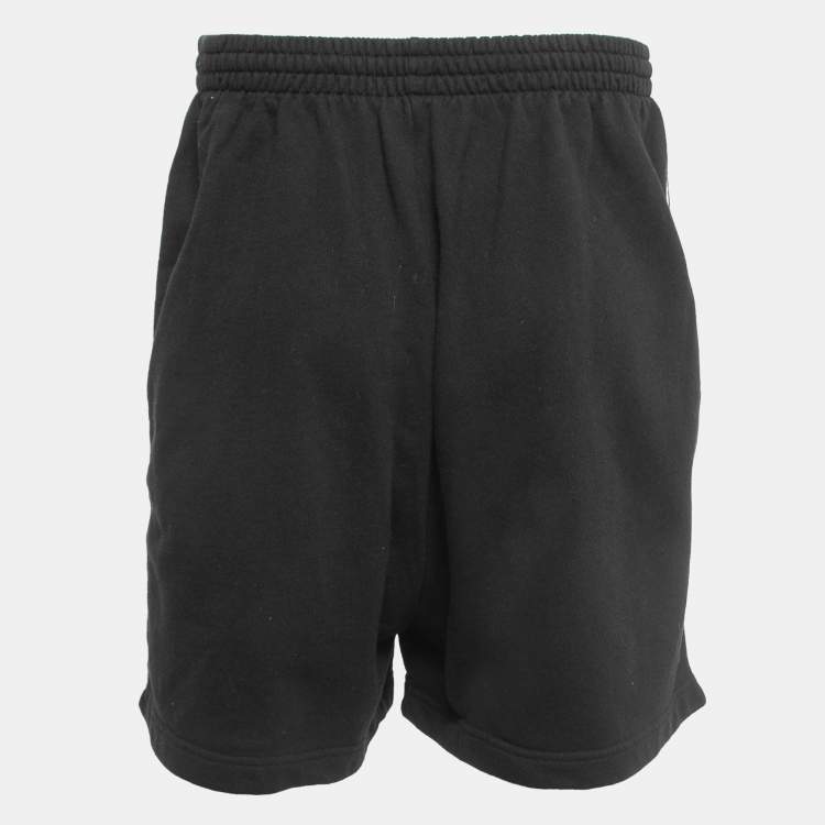 Pre Owned Balenciaga X Adidas Black Cotton Striped Track Shorts XXS
