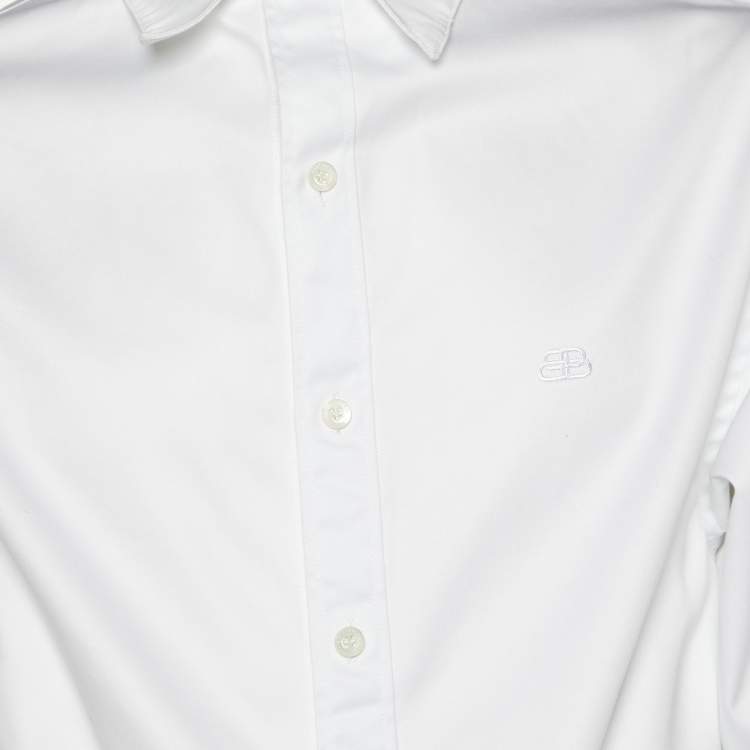 Pre Owned Balenciaga White Cotton Oversized Shirt M