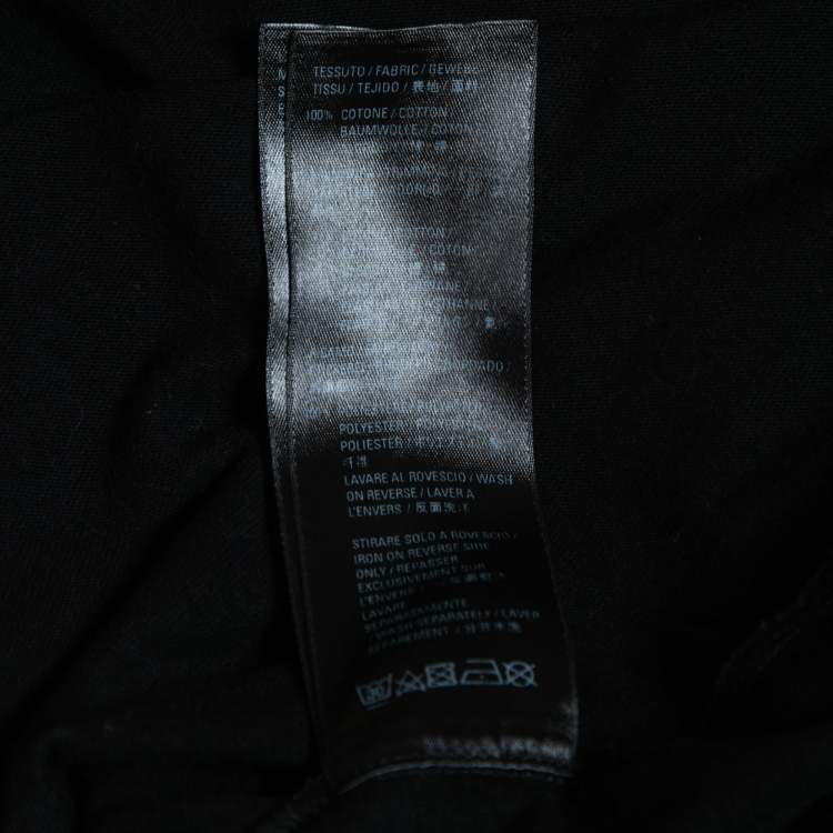 Pre Owned Balenciaga Black Logo Embroidered Cotton Knit T-Shirt L