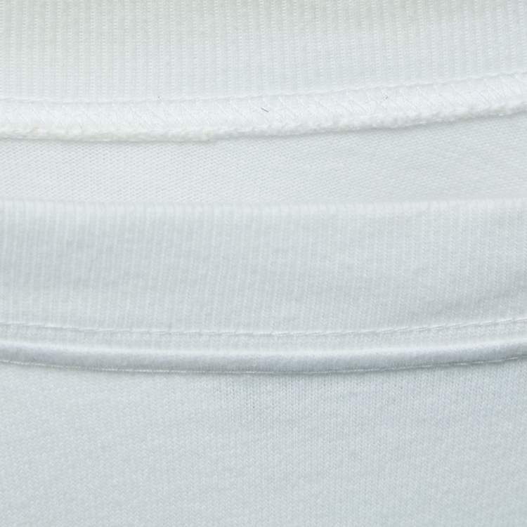 Pre Owned Balenciaga White Logo Print Cotton Crew Neck T-Shirt M