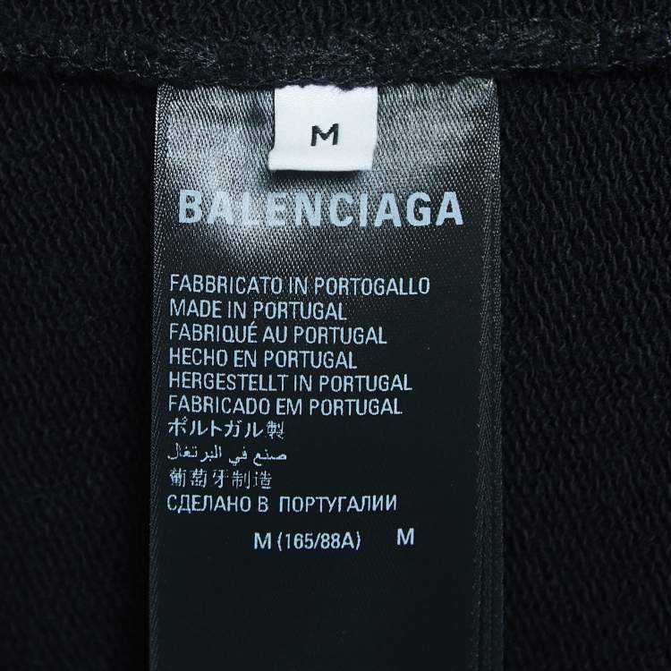 Pre Owned Balenciaga X Adidas Black Cotton Zip Up Hoodie M