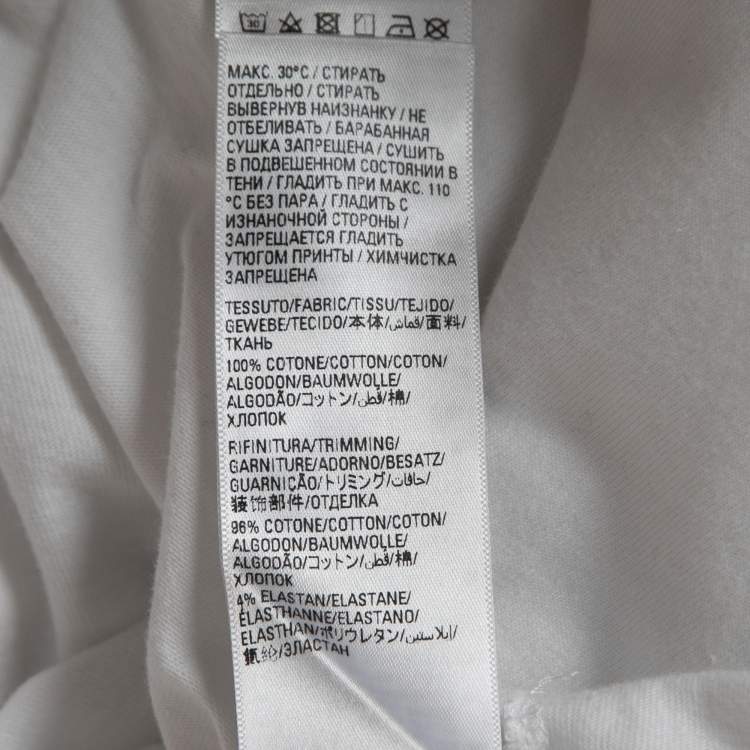 Pre Owned Balenciaga X Adidas White Logo Print Stripe Detailed Cotton Half Sleeve T-Shirt L