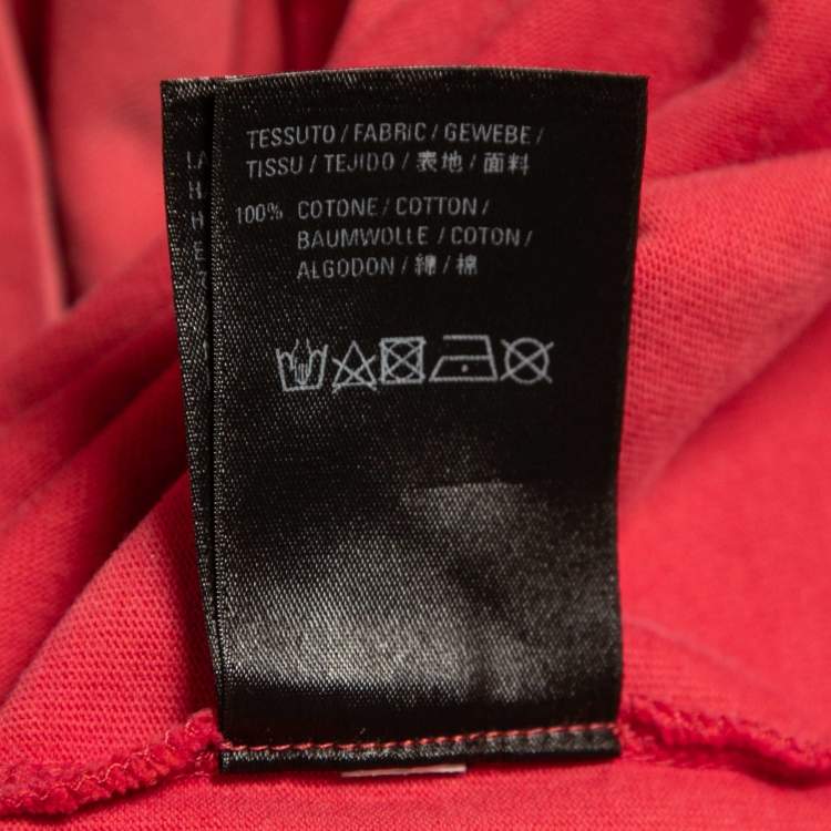 Pre Owned Balenciaga Red Washed Logo Print Cotton Half Sleeve T-Shirt M