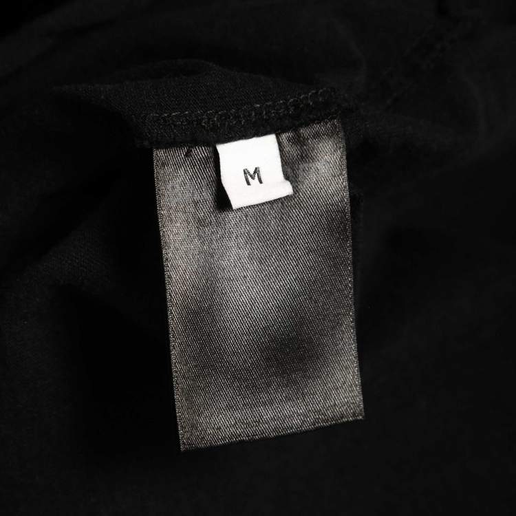 Pre Owned Balenciaga Black Logo Print Cotton Crew Neck Half Sleeve T-Shirt M