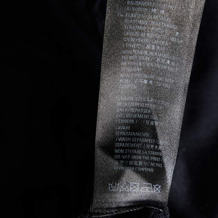 Pre Owned Balenciaga Black Maison printed Cotton Knit Distressed T-Shirt XS