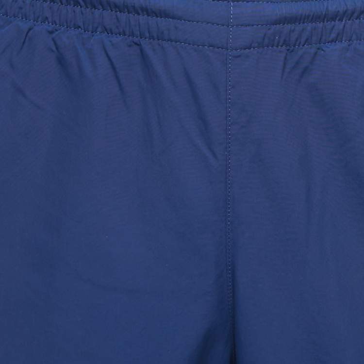 Pre Owned Balenciaga Navy Blue Logo Print Nylon Drawstring Joggers XS