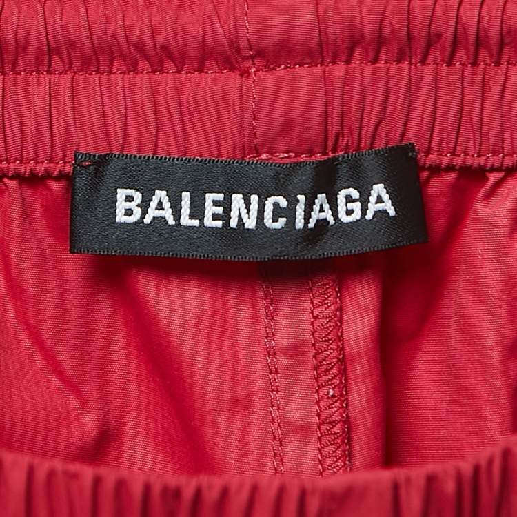 Pre Owned Balenciaga Red Nylon Jogger Pants M