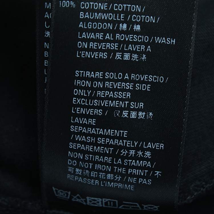 Pre Owned Balenciaga Black Distressed Ripped Cotton Logo Print T-Shirt M
