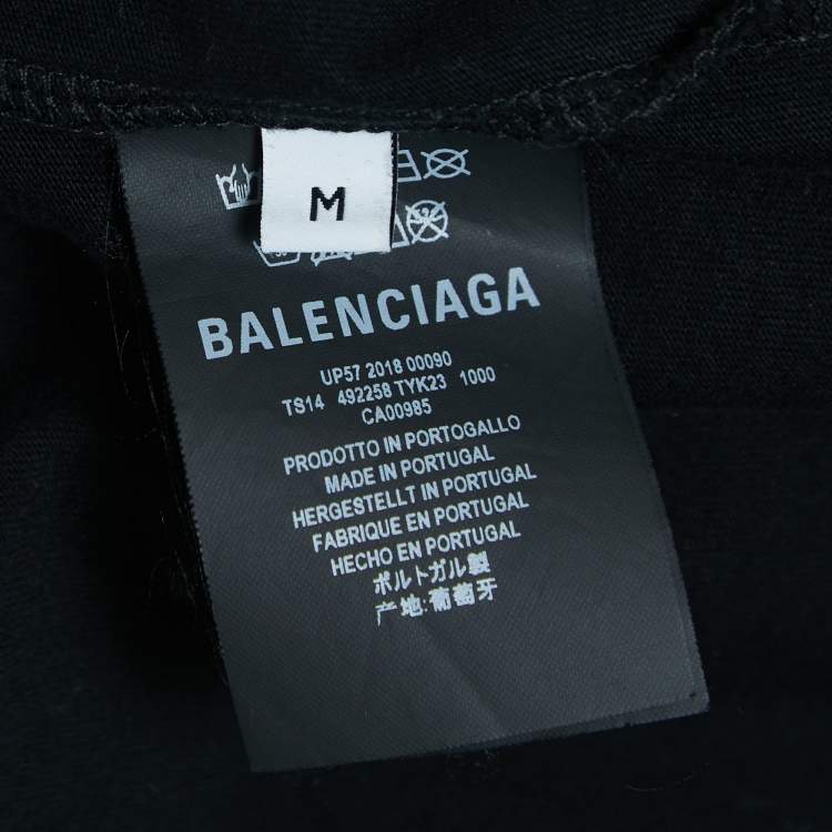 Pre Owned Balenciaga Black Cotton Printed T-Shirt M