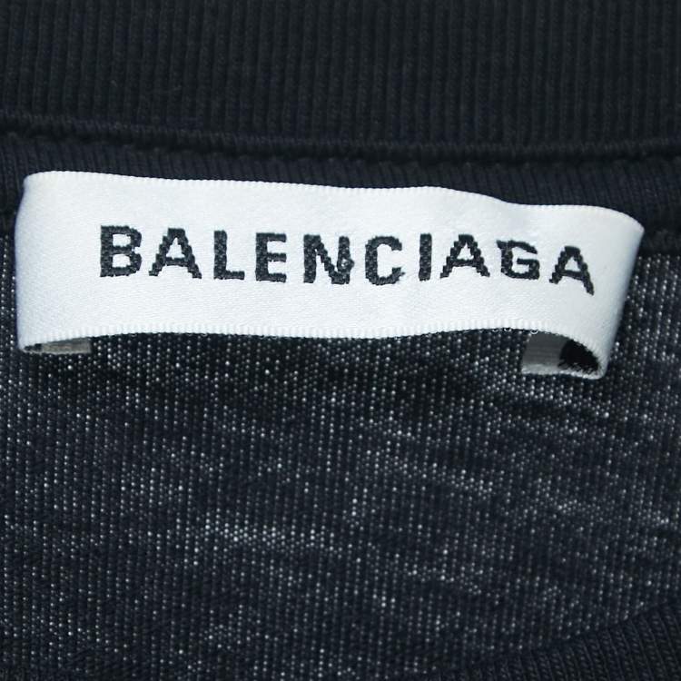 Pre Owned Balenciaga Black Cotton Printed T-Shirt M