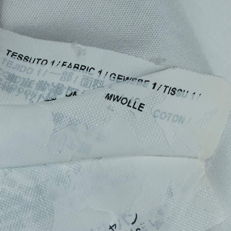 Pre Owned Balenciaga White All-Over Logo Printed Cotton Button Down Shirt M