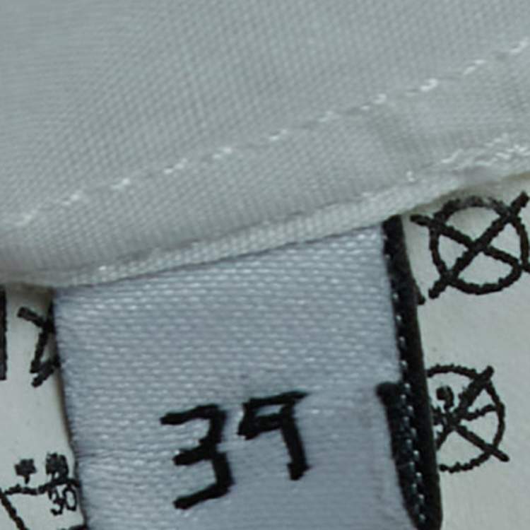 Pre Owned Balenciaga White All-Over Logo Printed Cotton Button Down Shirt M