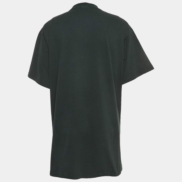 Pre Owned Balenciaga X Adidas Dark Green Logo Embroidered T-Shirt L