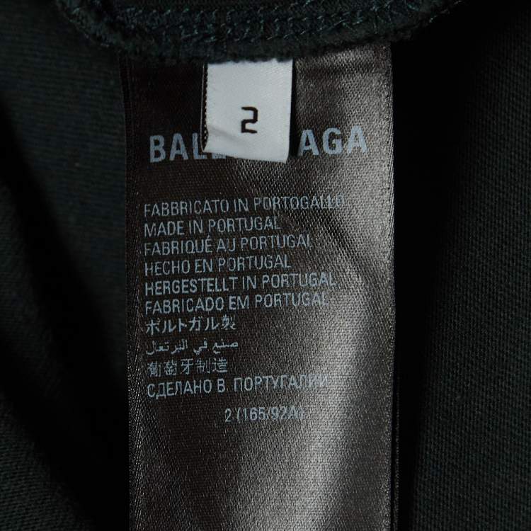 Pre Owned Balenciaga X Adidas Dark Green Logo Embroidered T-Shirt L