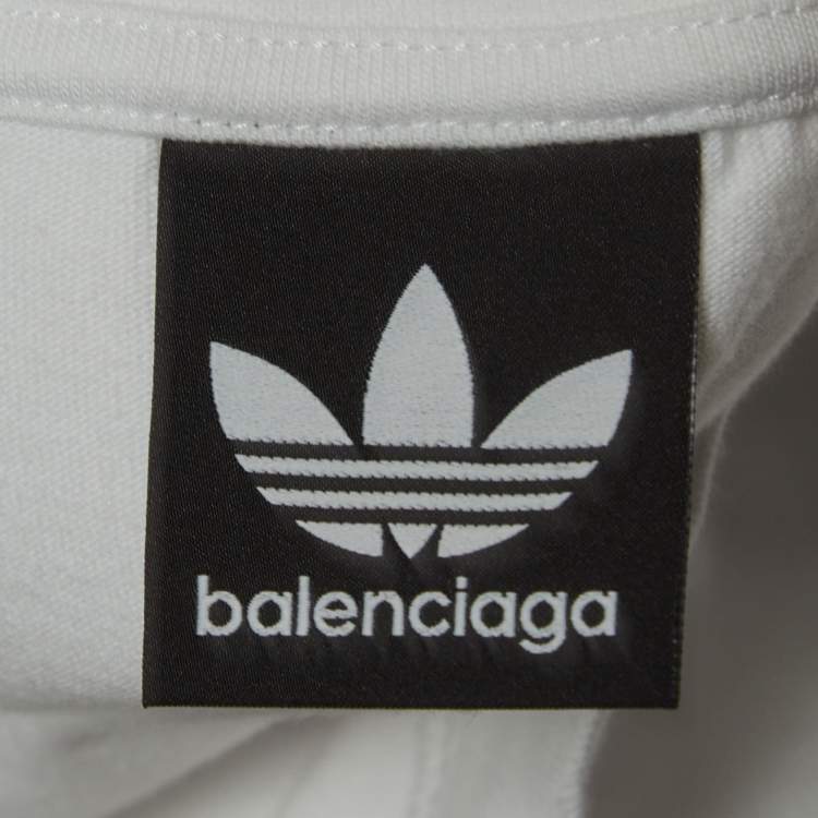 مملوكة مسبقًا Balenciaga X Adidas White Logo Print Cotton Oversized T-Shirt M