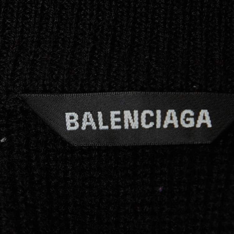 Pre Owned Balenciaga Black Wool Double Long Sleeve Round Neck Sweater M