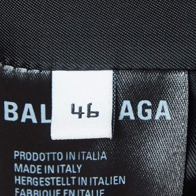 Pre Owned Balenciaga Charcoal Grey All-Over Logo Cashmere Coat S