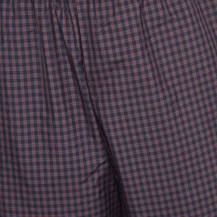 Pre Owned Balenciaga Navy Blue/Red Checked Nylon Drawstring Shorts M