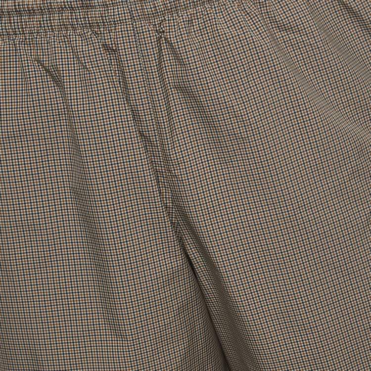 Pre Owned Balenciaga Navy Blue/Tan Checked Nylon Drawstring Shorts M