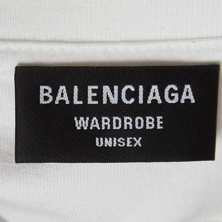 Pre Owned Balenciaga White Pixel Logo Print Half Sleeve T-Shirt M