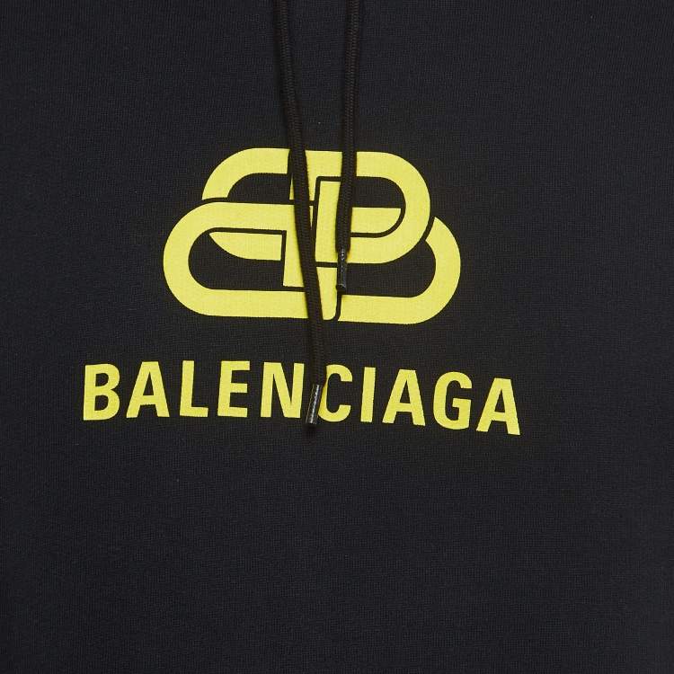 Pre Owned Balenciaga Black BB Print Cotton Knit Oversized Hoodie XS