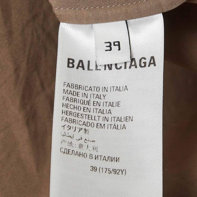 Pre Owned Balenciaga Brown Monogram Print Cotton Oversized Shirt M