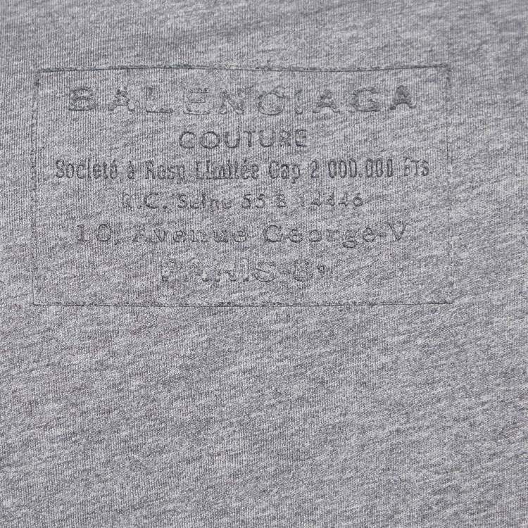 Pre Owned Balenciaga Grey Logo Print Cotton Crew Neck T-Shirt S