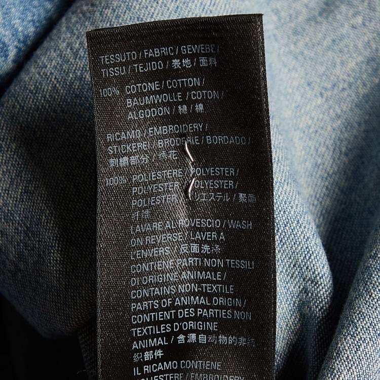 Pre Owned Balenciaga Blue Denim Logo Embroidered Oversized Shirt M