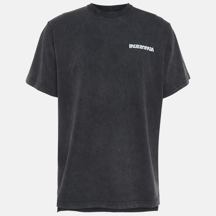 Balenciaga Grey Embroidered Cotton T-Shirt XL Balenciaga | TLC