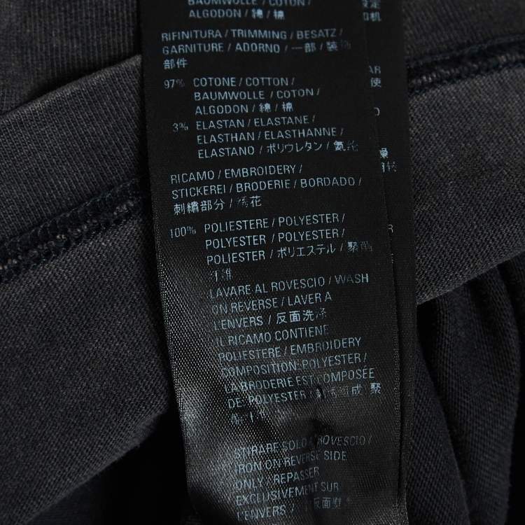 Pre Owned Balenciaga Grey Embroidered Cotton T-Shirt XL