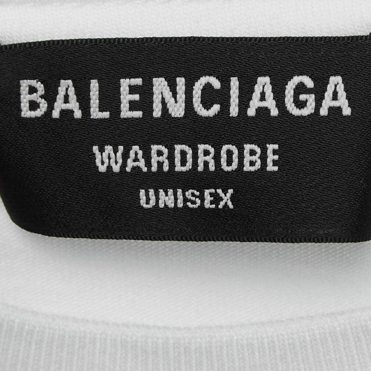 Pre Owned Balenciaga White Printed Cotton Oversized T-Shirt S