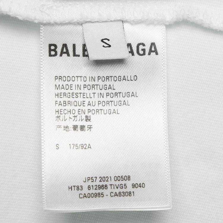 Pre Owned Balenciaga White Printed Cotton Oversized T-Shirt S