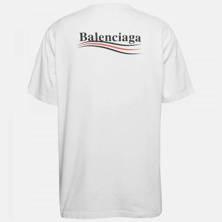 Balenciaga White Printed Cotton Oversized T Shirt S Balenciaga TLC