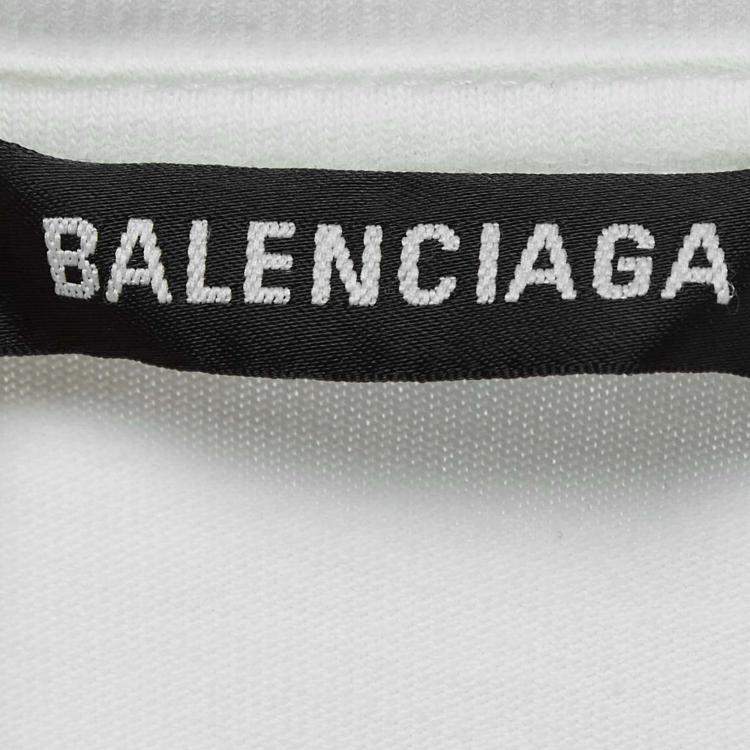 Pre Owned Balenciaga White Printed Cotton Oversized T-Shirt S
