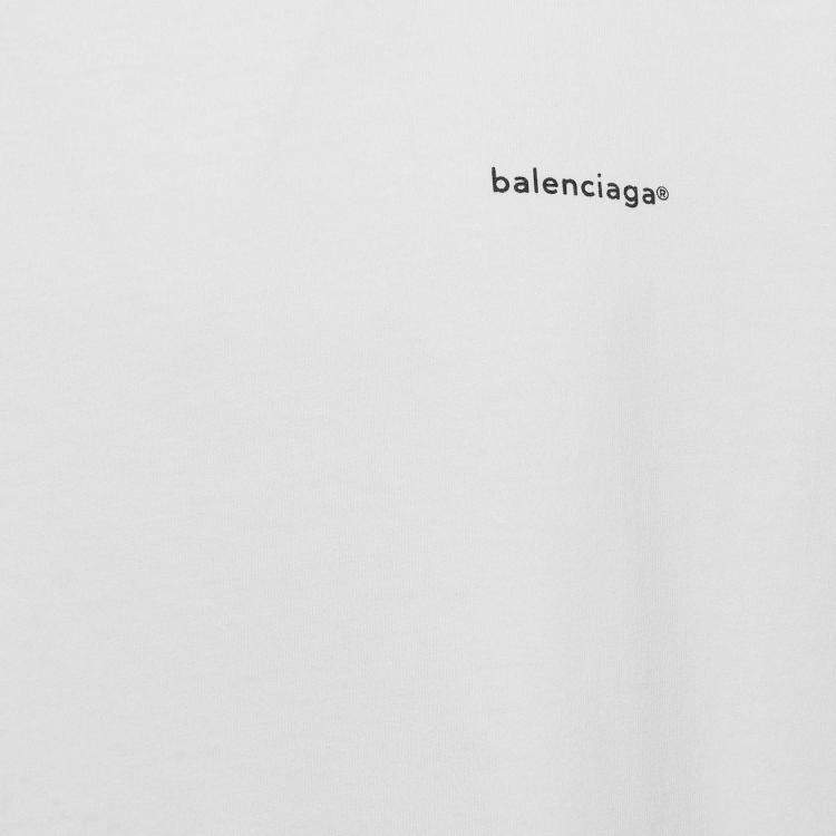 Pre Owned Balenciaga White Printed Cotton Oversized T-Shirt XS