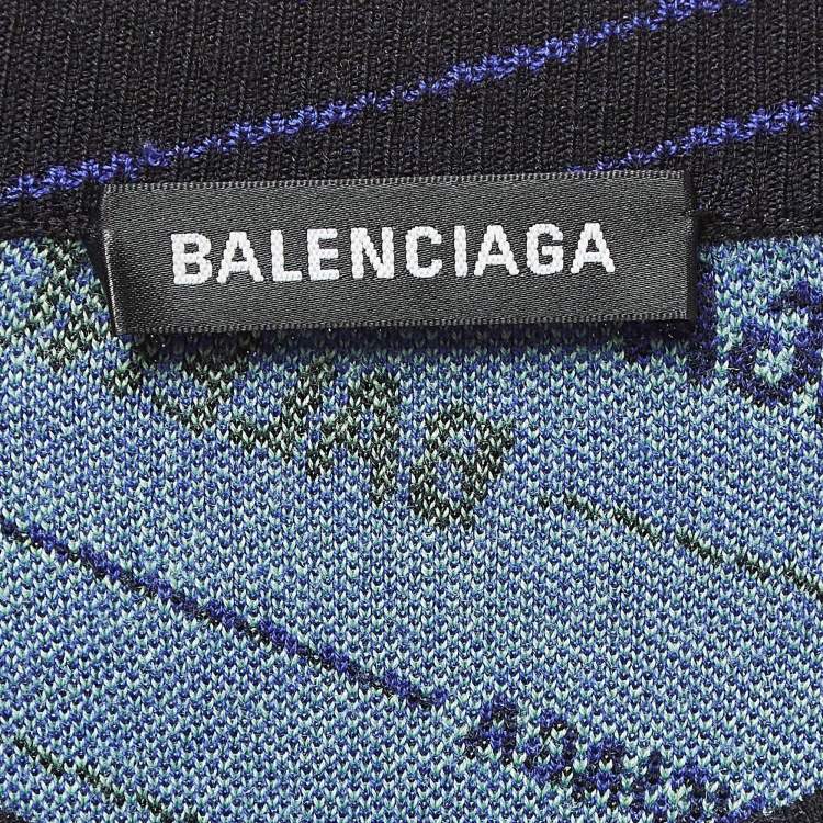 Pre Owned Balenciaga Black Logo Intarsia Wool Sweater M