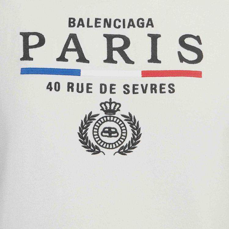 Pre Owned Balenciaga White Embroidered Cotton T-Shirt XS