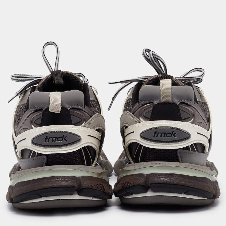 Pre Owned Balenciaga Grey Faux Leather Track Sneakers Size 43