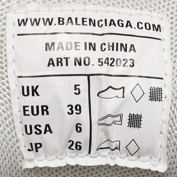 Pre Owned Balenciaga White/Grey Mesh and Faux Leather Track Sneakers Size 39