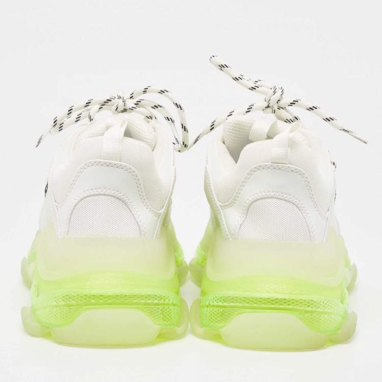 Pre Owned Balenciaga White Faux Leather and Mesh Triple S Clear Sneakers Size 44