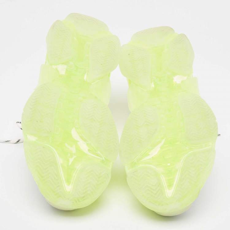 Pre Owned Balenciaga White Faux Leather and Mesh Triple S Clear Sneakers Size 44
