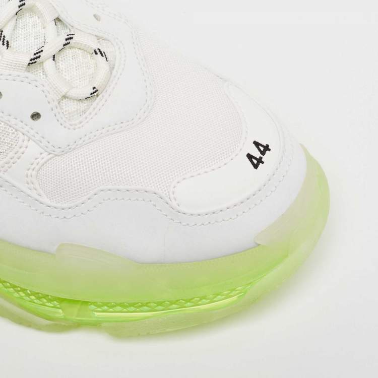 Pre Owned Balenciaga White Faux Leather and Mesh Triple S Clear Sneakers Size 44
