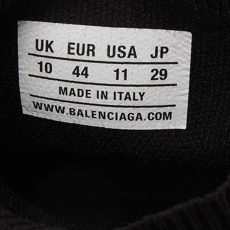 Pre Owned Balenciaga Black Knit Fabric Speed Graffiti High Top Sneakers Size 44